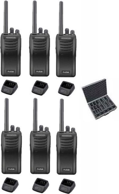Set van 6 stuks Kenwood TK-3501 PMR446 met tafelladers en koffer
