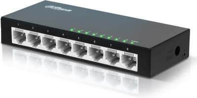 Dahua Ethernet Switch - 8 Poorten - Unmanaged - 8 x 10 / 100 Mbps - Internet - Netwerk splitter - PFS3008-8ET