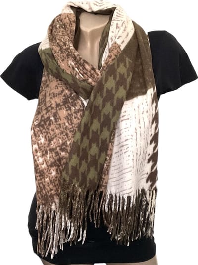 Lange Warme Sjaal - Tweed Print - Groen - 200 x 70 cm (23-36#)