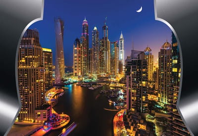 Fotobehang View Dubai City Skyline | XL - 208cm x 146cm | 130g/m2 Vlies