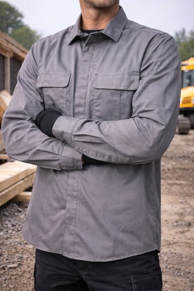 Werkblouse Snickers Workwear – Grijs – Maat L – Lange mouw – Duurzaam Werkshirt met Borstzakken