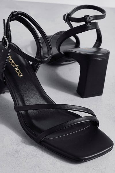 boohoo Dames Basic Low 2 Part Heels | Zwart | Maat: 40
