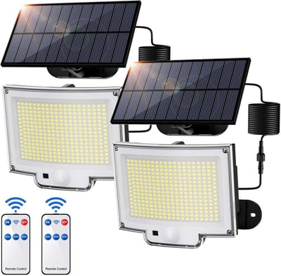 Zonne-energie Wandlamp met Bewegingsmelder - 318 LEDs - IP65 Waterdicht - Superheldere Buitenlamp voor Tuin en Garage