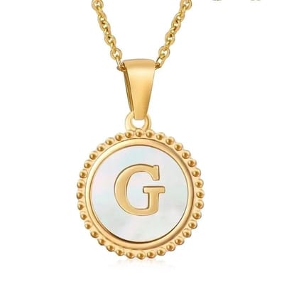Aramat Jewels - Rvs sieraden -ketting met initiaal en schelp -letter F