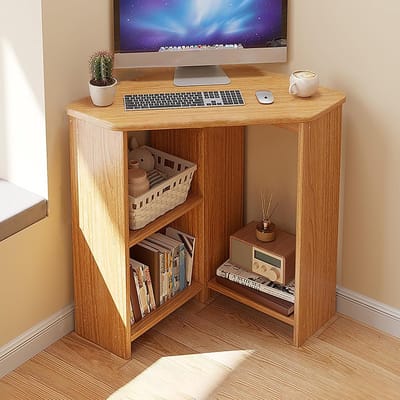 Hoekbureau - Werkstation Bureau - Studie en werk - L-vormig ontwerp - 57x57x74cm - Eiken Kleur