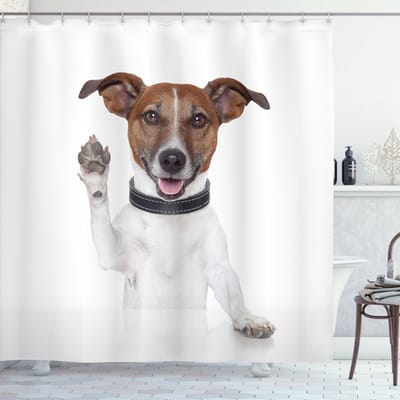 New Bed, Jack Russell Hondenliefhebber Douchegordijn Badkamer Decor Set met Haakjes, 180 cm B 200 cm L