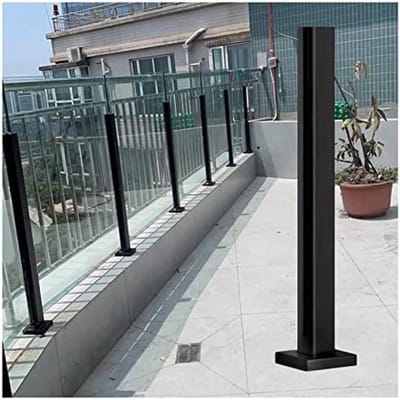 Balkonhek Paal - Glazen Balustrade - Terras Afschermen - Roestvrij Staal - 80 Cm - Zwart