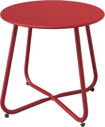 Bijzettafel Rond - Koffie Tafel - Buiten Gebruik - Verstelbare Poten - 45x45 cm - Rood