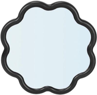 Giftdecor Spiegel flower - zwart - 40 x 40 cm - bloem vorm - wandspiegel