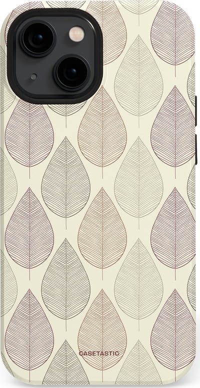 Casetastic hoesje geschikt voor Apple iPhone 13 mini - MagSafe - Dubbellaagse bescherming - Botanisch retro bladeren dans - Fashion Case - Crème