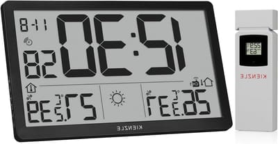 Draadloze Weerklok - Wandklok Weerstation - Klimaat Monitoren - Extra Groot LCD - Standaard - Zwart