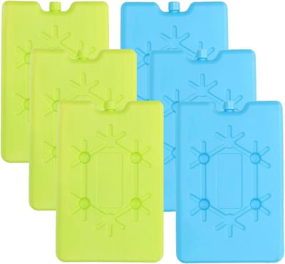 Voordeelset van 6x koelelementen blauw/groen 200 ML en 11 x 16 cm - Voor koeltassen en koelboxen