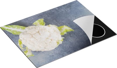 Chefcare Inductie Beschermer Bloemkool op Grijze Marmer - 70x50 cm - Afdekplaat Inductie - Kookplaat Beschermer - Inductie Mat