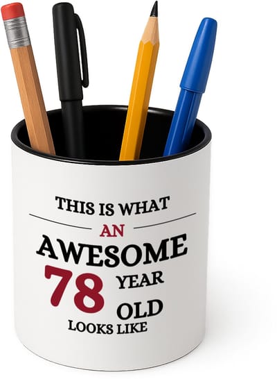 Hacebo® - An awesome 78 year Pennenbakje - Hoera 78 jaar - 78 geworden - pennenhouder - verjaardagscadeau - cadeau voor opa/oma - Pennenbakje zwart