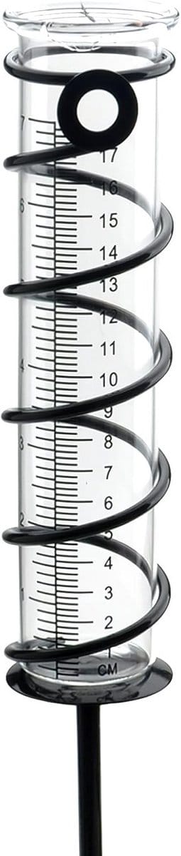 Neerslagmeter met grondpen en glazen buis voor tuin en terras