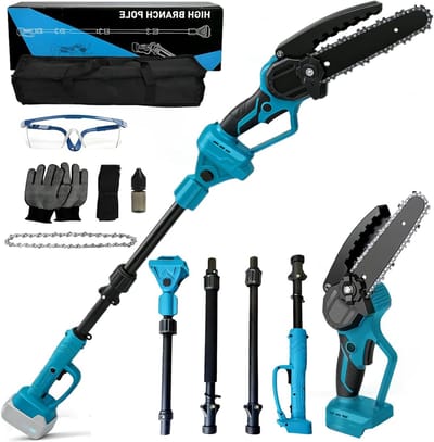 Krachtige 2-in-1 Accu Takkenzaag met Telescoopsteel voor Hoger Bereik, Ideaal voor Tuinonderhoud en Snoeien, Werkhoogte 4.5 m