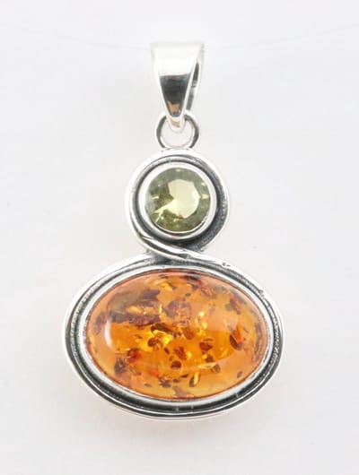 Zilveren hanger met amber en citrien