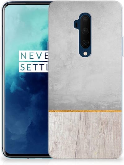 OnePlus 7T Pro Bumper Hoesje Wood Concrete