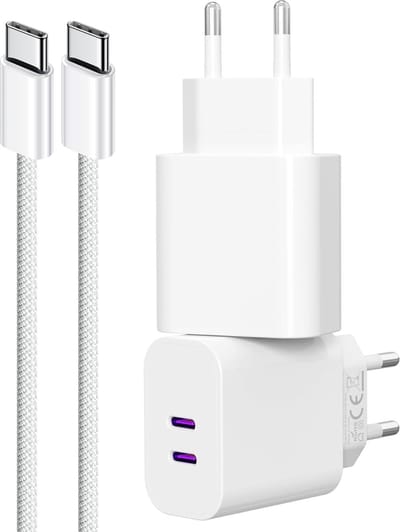 40w usb C Snellader + usb C naar usb C Kabel - Usb C oplader - Dubbele usb C stekker - Oplaadstekker telefoon tablet laptop e-reader