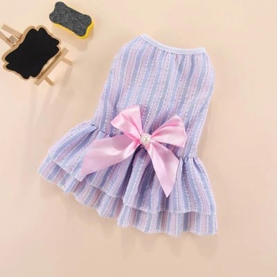 Jupe papillon à rayures verticales pour chiot, jupe d'été pour animaux de compagnie, robe de mariée princesse pour chien, vêtements pour chat Shih Tzu XS