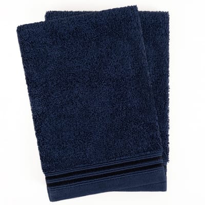 Unyqoos ® Set van 2 Luxe Washandjes in Donkerblauw, Zacht Badstof Katoen voor Dagelijks Gebruik