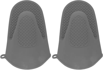 Ovenhandschoenen van Silicones, Set van 2, Dikke Bescherming tegen Brandwonden voor Koken en Bakken in de Keuken (Grijs)