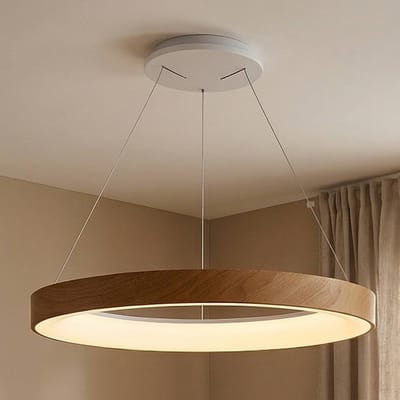 Mantra Iluminación Slimme LED hanglamp Niseko II, Ø 50 cm, houtkleur, CCT