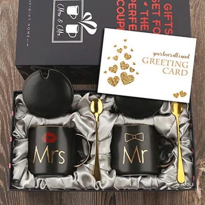 Koffiemokken Set voor Pasgetrouwden – Romantisch Cadeau voor Bruiloft, Verloving en Verjaardag