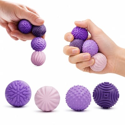 BOTC Fidget Toy - 4 stuks Siliconen Magnetische Ballen - Stressverlichtende Sensorische Speeltjes - Voor Autisme ADHD en Angst - Paars