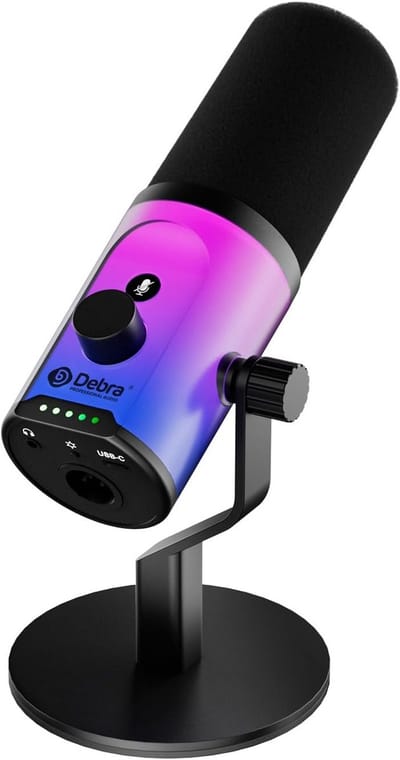 Professionele USB XLR Dynamische Microfoon met RGB Verlichting - Studio Kwaliteit 192kHz/24bit voor Podcast en Streaming
