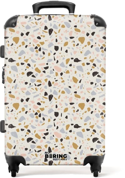 NoBoringSuitcases.com - Grote koffer - Terrazzo patroon veelkleurig - Kinderkoffer geschikt voor jongen en meisjes - Reiskoffer met 4 wielen - Trolley op wieltjes - Rolkoffer groot kinderen - 72 liter - Ruimbagage valies 20kg