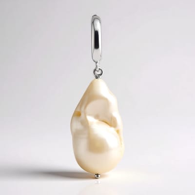 Cavill - Zilveren Parelhanger - 925 Sterling Zilver Gerhodineerd - Witte Zoetwater Kweekparel Fancy Slijpsel 24x13 mm - Elegante Dameshanger