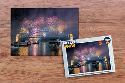 Puzzel Vuurwerk boven de Australische stad Sydney - Legpuzzel - Puzzel 500 stukjes