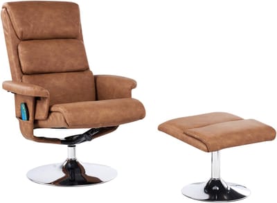 LEGEND - Relaxfauteuil met voetenbank - Bruin - Kunstleer
