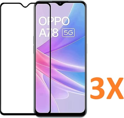 Volledige dekking Screenprotector Glas - Tempered Glass Screen Protector Geschikt voor: Oppo A78 5G - 3x