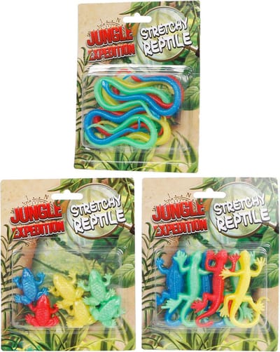 Stretch reptielen 10cm 6 stuks op kaart