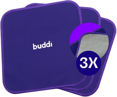 3-Pack Buddi Fresh Schoonmaak Microfiber Doek - Beeldscherm en telefoon schoonmaken - Dikke Schoonmaakdoek voor Beeldschermen - Brillendoekje - Smartphone Laptop Tablet - Paars - Dubbelzijdig