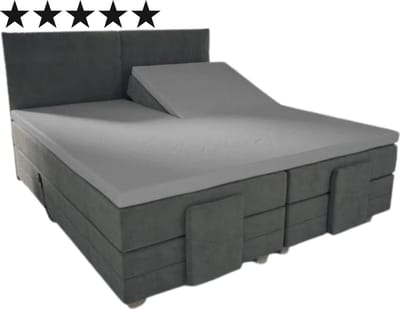 Droomtextiel Splitopper Hoeslaken Grijs - 160x200 cm - Katoen - Single Split - Hoogwaardige Kwaliteit -