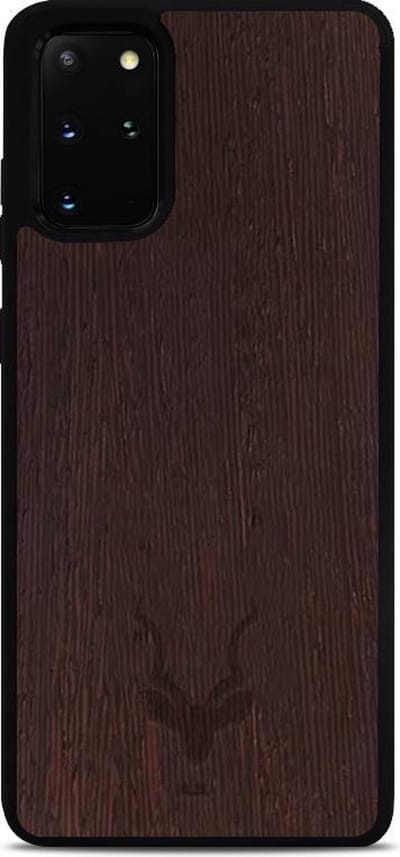 Kudu Samsung Galaxy S20 Plus hoesje case - Houten backcover - Handgemaakt en afgewerkt met duurzaam TPU - Wengé - Zwart