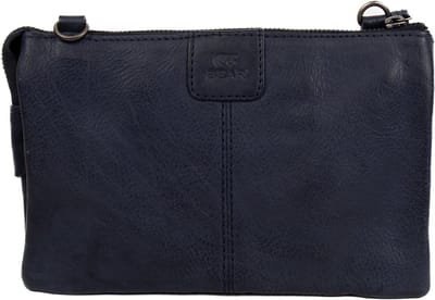 Bear Design Uma Leren Schoudertas / Clutch - Navy Blauw