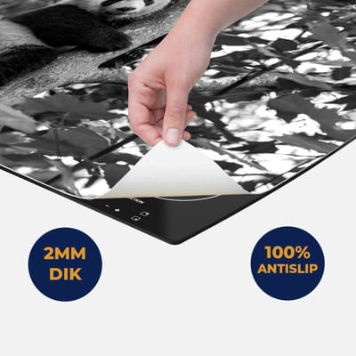 Chefcare Inductie Beschermer Panda in de Bomen - Zwart Wit - 60x50 cm - Afdekplaat Inductie - Kookplaat Beschermer - Inductie Mat