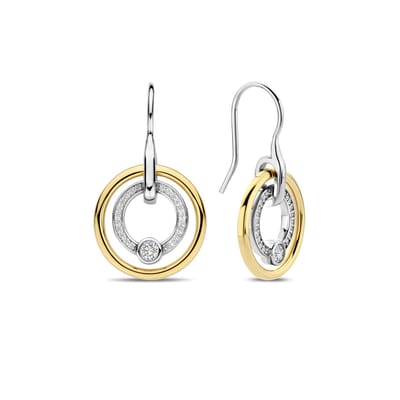 TI SENTO Dames Oorbellen - 925 zilver - Zirkonia met geel verguld - 7978ZY