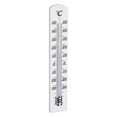 TFA Binnen Thermometer - analoog - berkenhout - wit - 18 x 3 cm
