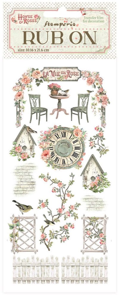 Stamperia - House of Roses Rub-On 4x8,5 Inch Elements (DFLRB153)