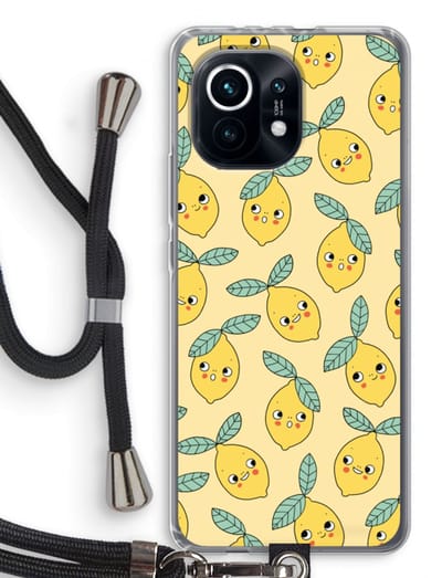 Case Company® - Hoesje met koord geschikt voor Xiaomi Mi 11 hoesje met Koord - Citroenen - Telefoonhoesje met Zwart Koord - Bescherming aan alle Kanten en Over de Schermrand