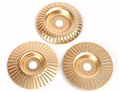 4Inch Woodworking Angle Grinder Molding Wheel HighCarbon Steel Wood Shaping Disc, Stump Grinder Angle Grinder Wood Carving Disc for Woodworking Cutting, Grinding and (3Pcs Set)