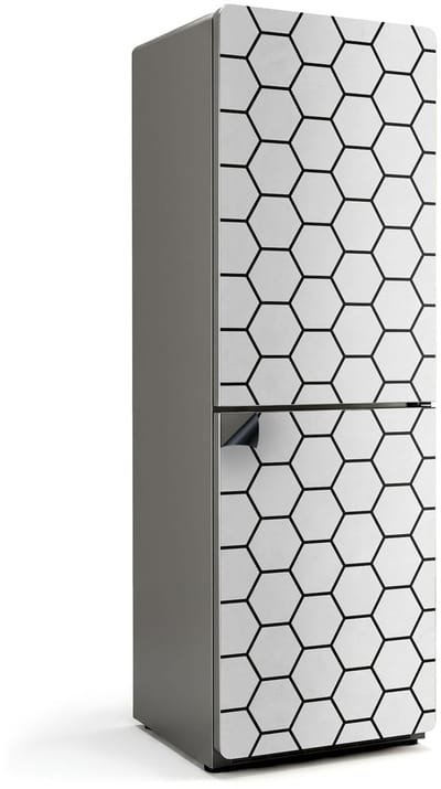 Wallfluent Magnetische Koelkastmat - Hexagonaal celpatroon Koelkast Magneet Sticker - 60 cm x 180 cm - Wit Magnetische Koelkastmat - Koelkast Cover Magneet - Magneet Poster Voor Koelkast - Herbruikbare Magneetmat Koelkast