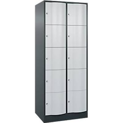 C+P Resisto lockerkast, 2 vakken, 10 vakken, B 772 x D 640 x H 1950 mm, antracietgrijs/lichtgrijs