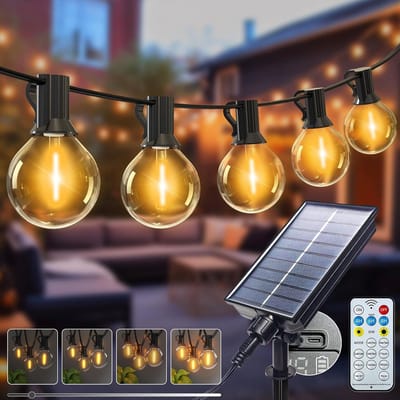 Dimbare zonne-energie buitenverlichting, 8 standen, 9 meter, 15 LED's, IP65 waterdichte lichtslinger voor tuin, terras, tuin, pergola, feest