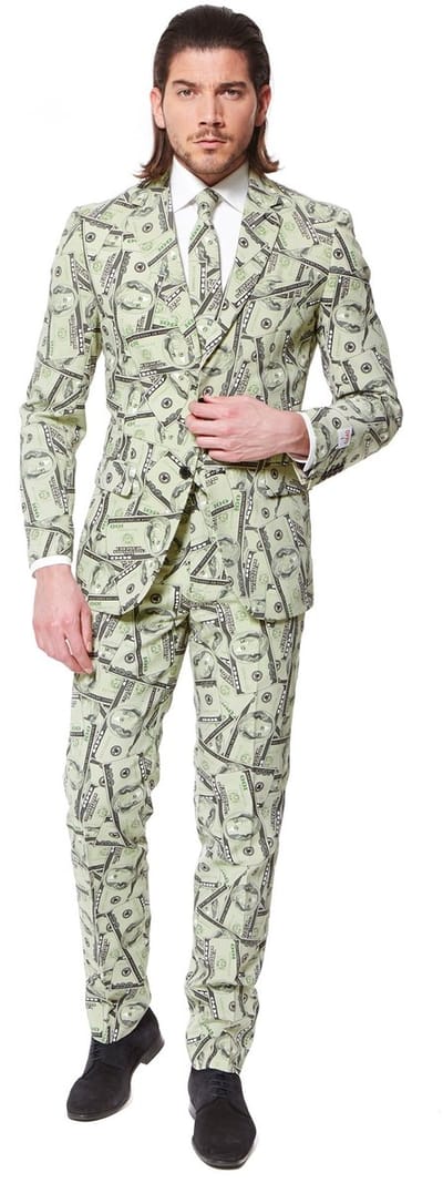 OppoSuits Cashanova Pak - Mannen Kostuum - Geld Dollar Pak - Groen - Carnavalskleding - Maat 62